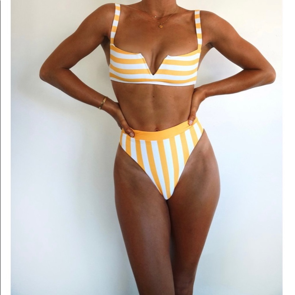 Yellow stripe bikini set, Nuera S M tags attached